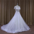 V Neck A Line Short Sleeve Appliques Wedding Dresses